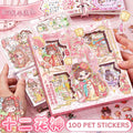 Kawaii Cherry Blossom Stickers - 100 Sheets of Cute Cartoon Decorative Labels for Scrapbooking and Crafts