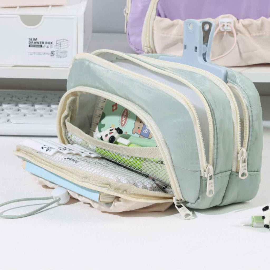 Pencil Case for School - Aesthetic Cute Pen Pencil Pouch for Girls, Boys, Makeup and Office Organization (Green)