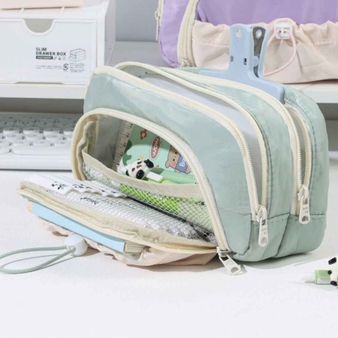 Pencil Case for School - Aesthetic Cute Pen Pencil Pouch for Girls, Boys, Makeup and Office Organization (Green)