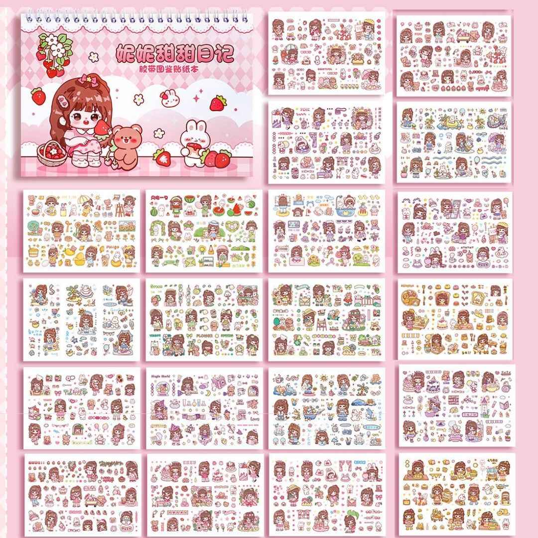 Princess Sticker Book - Activity and Scrapbook Set with Cartoon Girls Stickers for Wall Art, Greeting Cards, Laptop, and Phone Cases (20 Sheets/Over 1000 Stickers)
