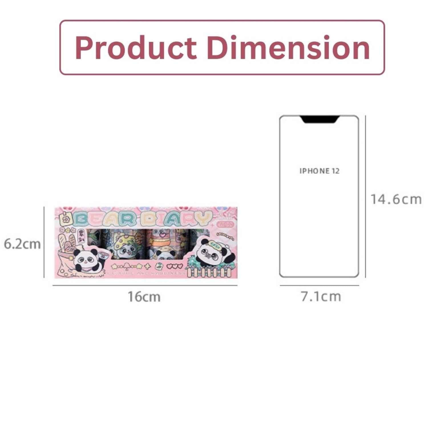 Decorative Vintage Cafe Washi Tape Set - 4 Rolls PET Tape for Scrapbooking & Journaling, Bear Diary Theme, 6cm Wide, 200cm Long Each