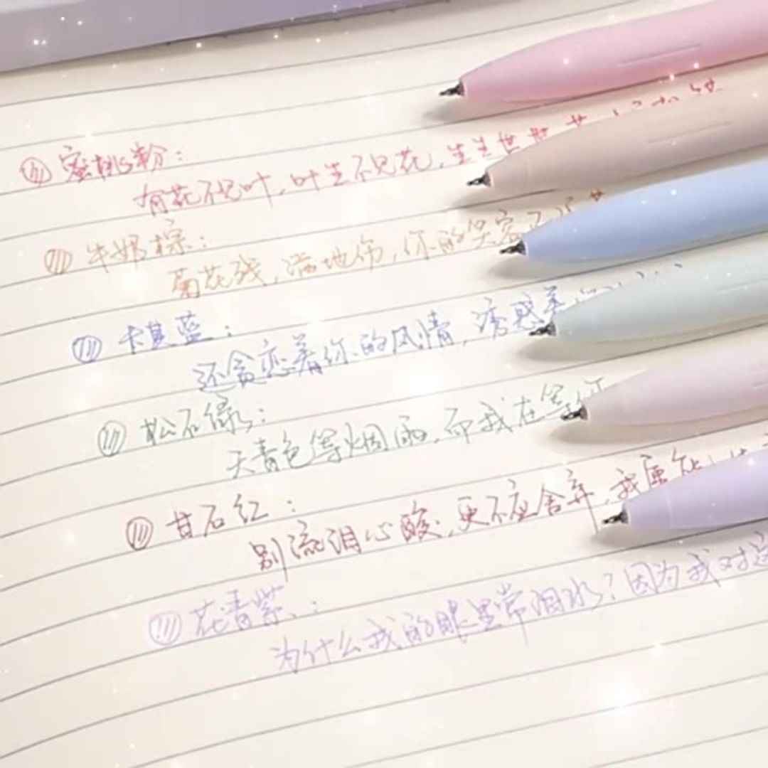 6 Colours Retractable Gel Pens with 6 Refills - 0.5 mm Aesthetic Pastel Ballpoint Pens for Writing and Drawing - Cute Candy for Girls, School & Office Use