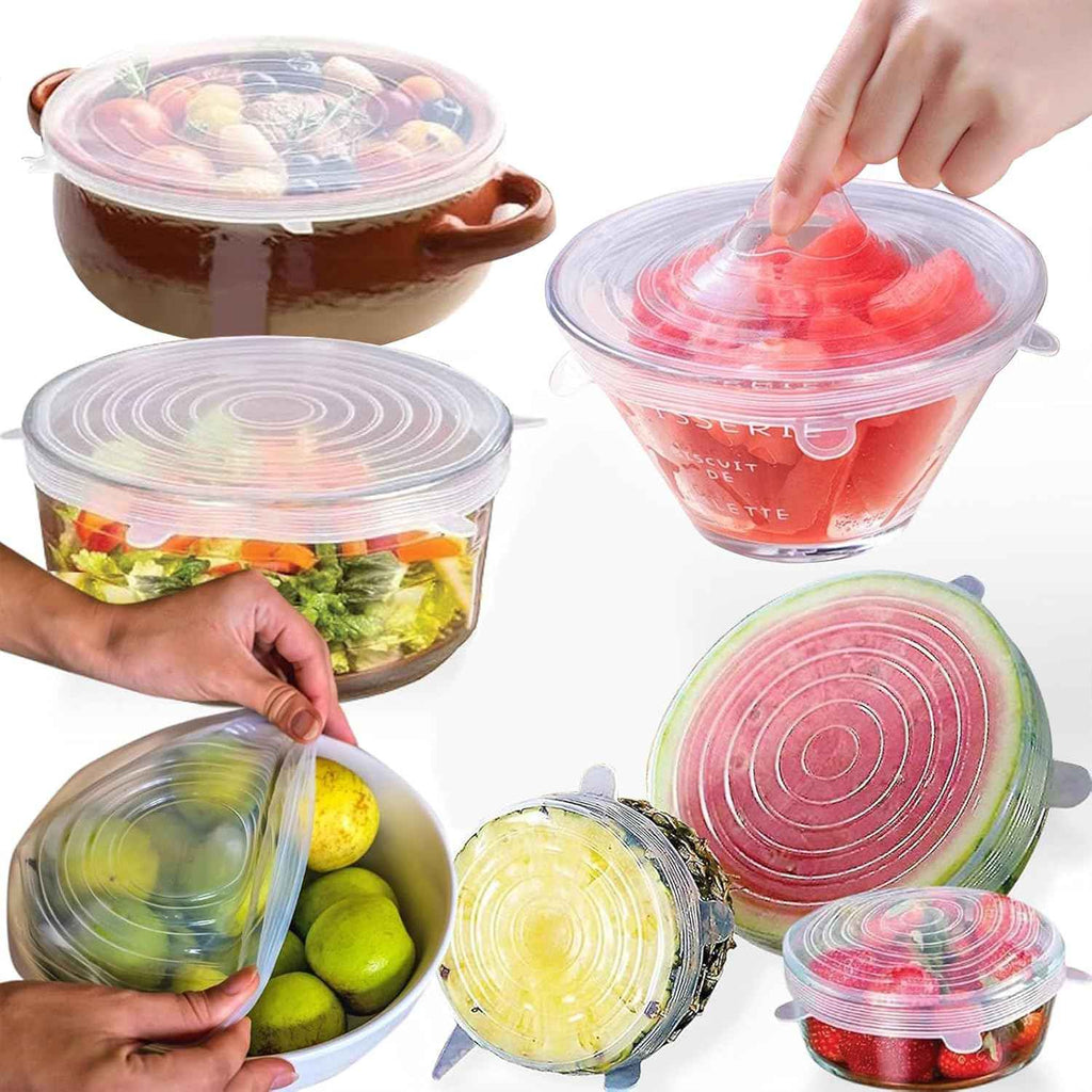 Reusable Premium Silicone Stretch and Seal Lids 6PCS for Effortless Food Storage