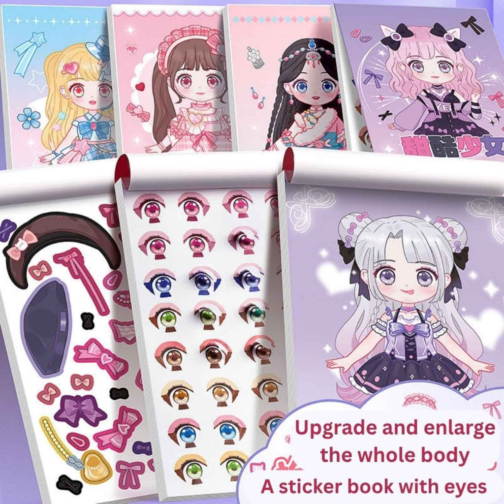 Cute Cartoon Princess Dress-Up Stickers | Change Makeup & Outfit Stickers for Kids (Pack of 6)