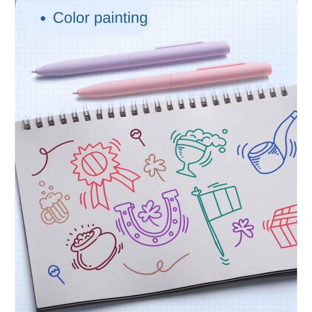6 Colours Retractable Gel Pens with 6 Refills - 0.5 mm Aesthetic Pastel Ballpoint Pens for Writing and Drawing - Cute Candy for Girls, School & Office Use