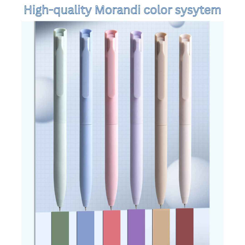 6 Colours Retractable Gel Pens with 6 Refills - 0.5 mm Aesthetic Pastel Ballpoint Pens for Writing and Drawing - Cute Candy for Girls, School & Office Use