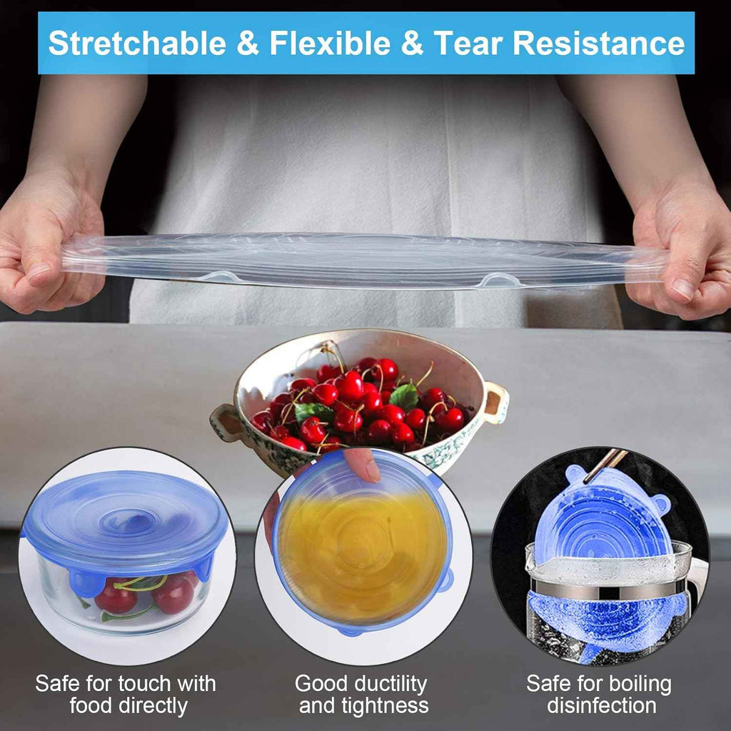 Reusable Premium Silicone Stretch and Seal Lids 6PCS for Effortless Food Storage