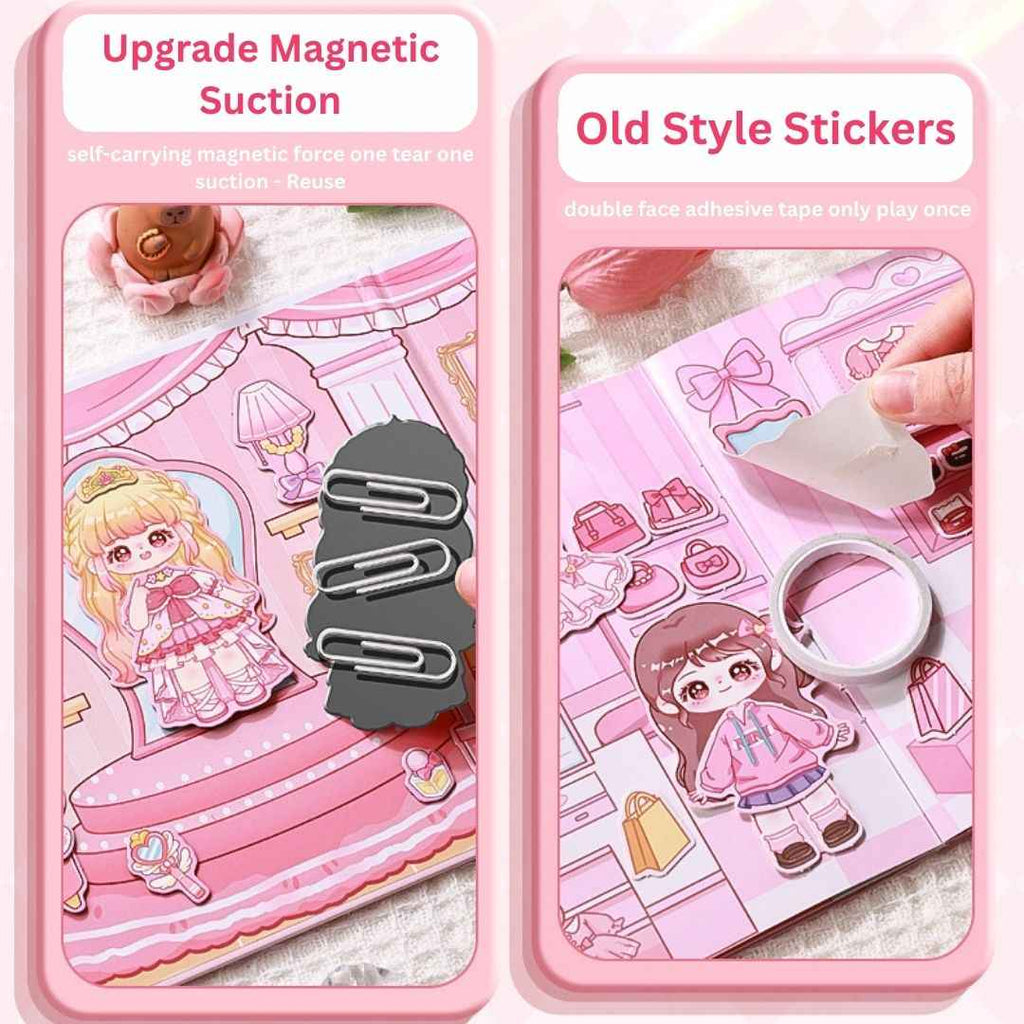 Princess Nini's Magnetic Wardrobe Reusable Magnetic Dress-Up Book for Girls with Cute Outfits, Accessory Stickers & Foldable Scene Room