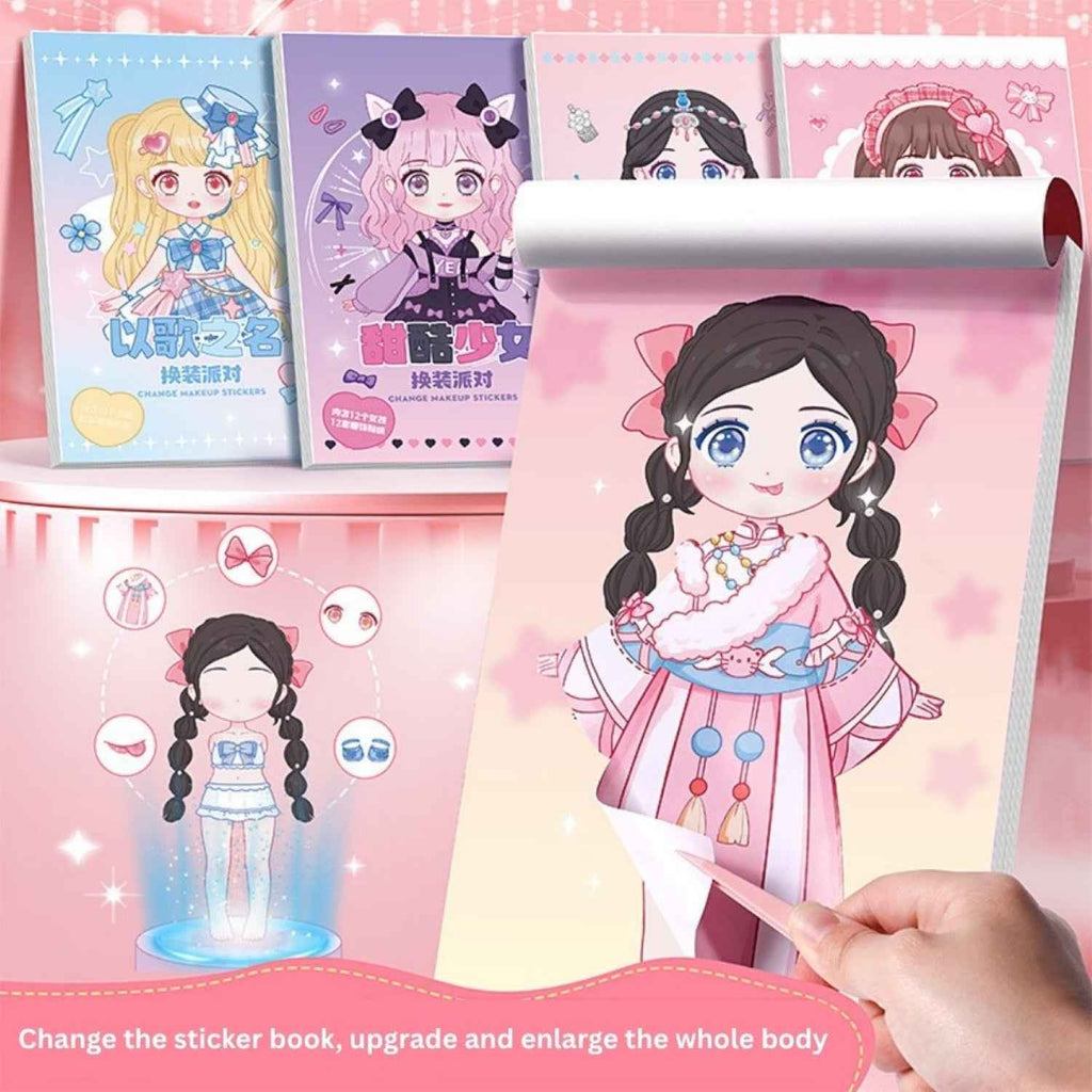 Cute Cartoon Princess Dress-Up Stickers | Change Makeup & Outfit Stickers for Kids (Pack of 6)