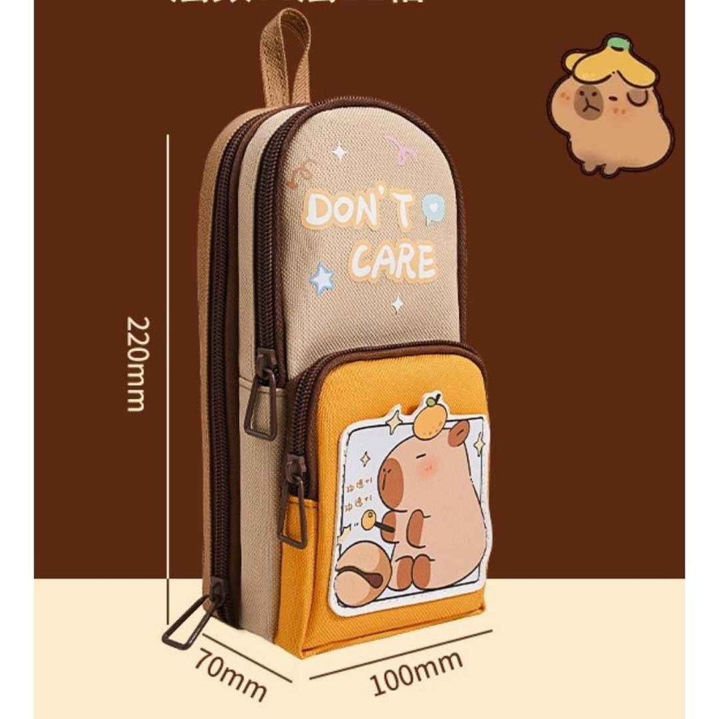 Large Capacity Pencil Case for Kids | Stylish 3 Layer Zipper Pouch & Stationery Organizer | Ideal CAPYBARRA Theme Pencil Box for Boys, Girls & Students