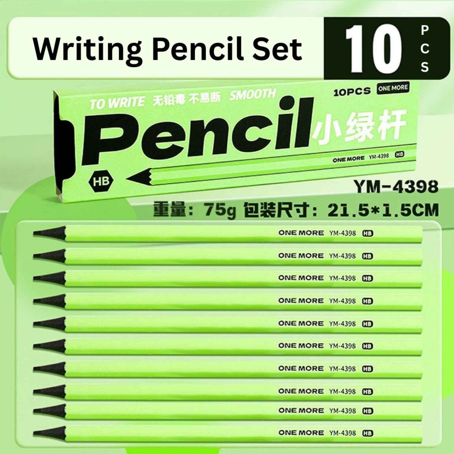 Study Pencil Set of 10 - Soft Wood Pencils for Good Handwriting, Easy Sharpening - Ideal Gift for Artists, Art Lovers, and Students