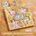 100 pcs Capybara Stickers Set – Kawaii PET Stickers, Japanese Style Craft Stickers, Self-Adhesive Sticker Sheets
