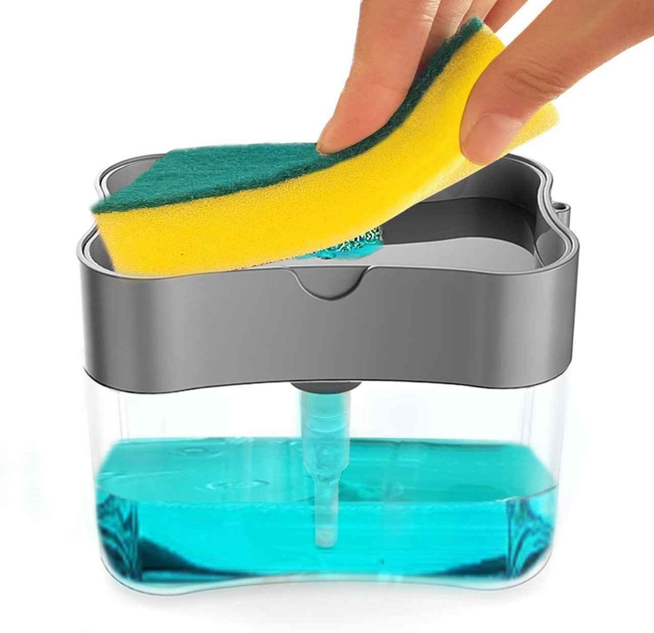 Dish Soap Dispenser with Sponge Holder for Kitchen Sink