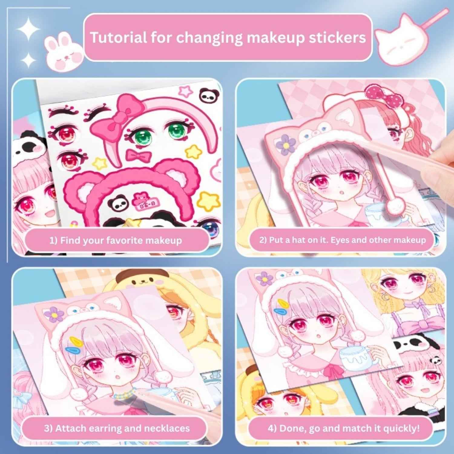 2Pcs Face Stickers for Kids – DIY Sticker Book for Girls Ages 3+ | Scrapbooking & Paper Crafts