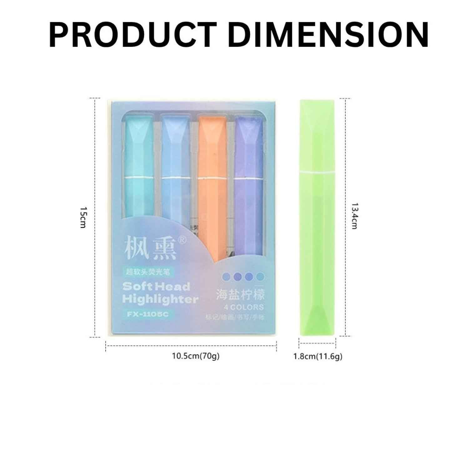 4 Pcs Aesthetic Pastel Highlighter Set - Soft Head Chisel Tip Marker Pens for Journaling, Study & Office - No Bleed, Fast Drying, Square Grip Cute Stationery (Macaron Colors)