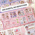 Cute Girl Theme Kawaii Stickers for Journaling - 200 Sheets Peach Cake Washi Stickers for Scrapbooking, DIY Crafts & Gifts