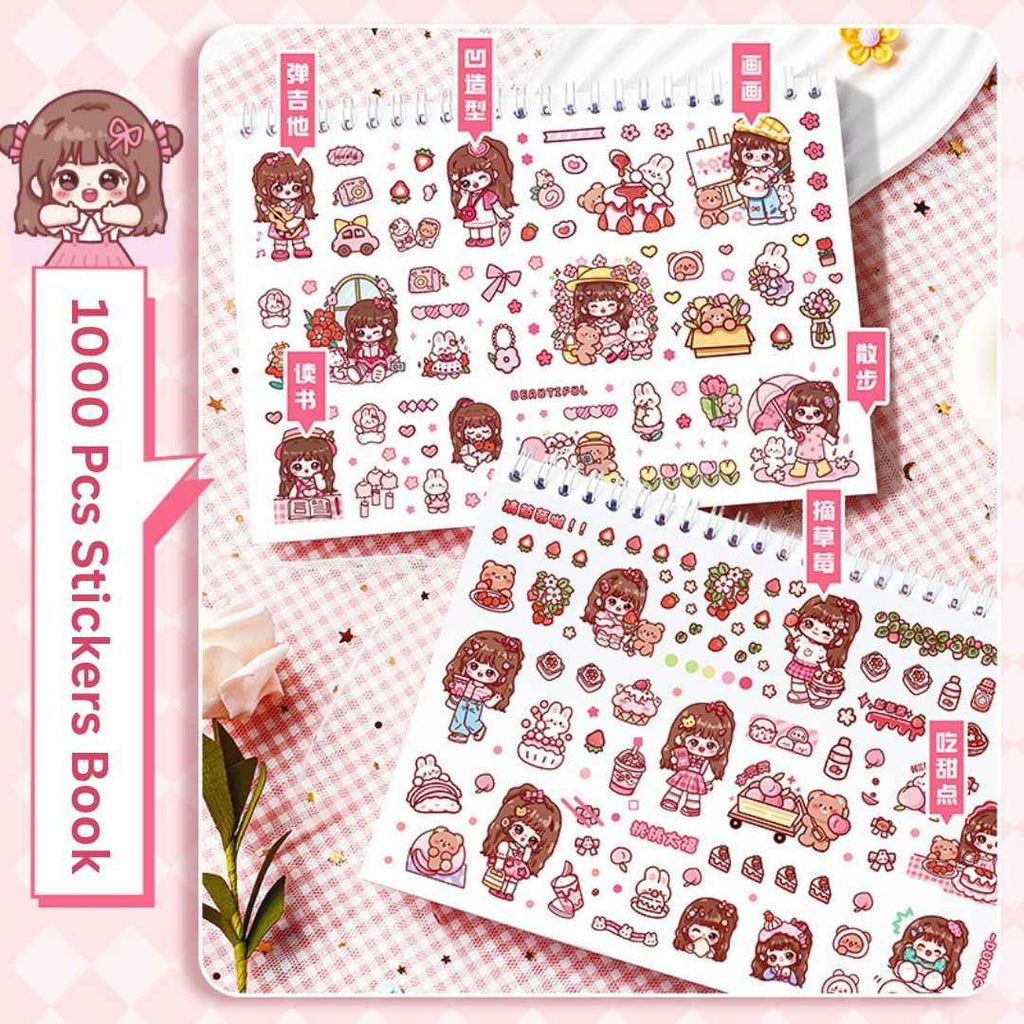 Princess Sticker Book - Activity and Scrapbook Set with Cartoon Girls Stickers for Wall Art, Greeting Cards, Laptop, and Phone Cases (20 Sheets/Over 1000 Stickers)