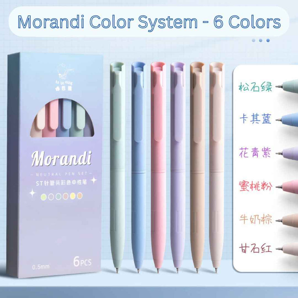 6 Colours Retractable Gel Pens with 6 Refills - 0.5 mm Aesthetic Pastel Ballpoint Pens for Writing and Drawing - Cute Candy for Girls, School & Office Use