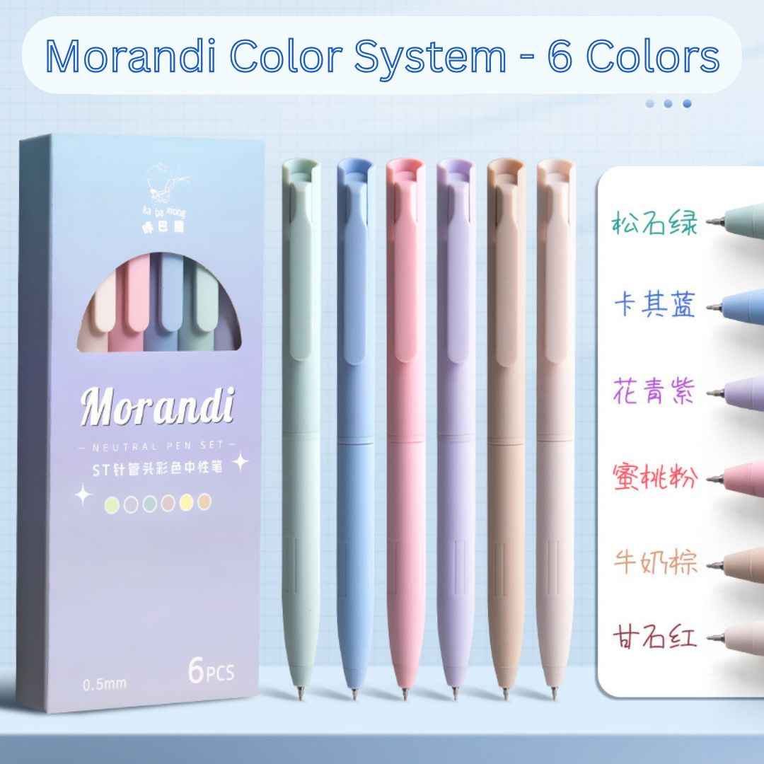 6 Colours Retractable Gel Pens with 6 Refills - 0.5 mm Aesthetic Pastel Ballpoint Pens for Writing and Drawing - Cute Candy for Girls, School & Office Use