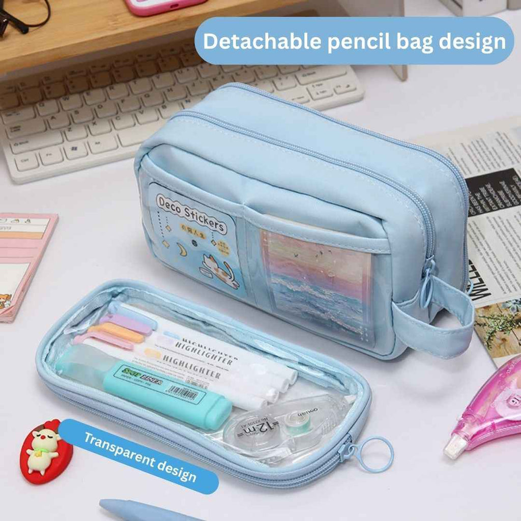 Pencil Box Pouch for School Kids | Aesthetic Multi-Purpose Pencil Case for Boys & Girls | Portable Stationery Organizer for Pens, Markers & Beauty Essentials | Perfect Office Desk Storage
