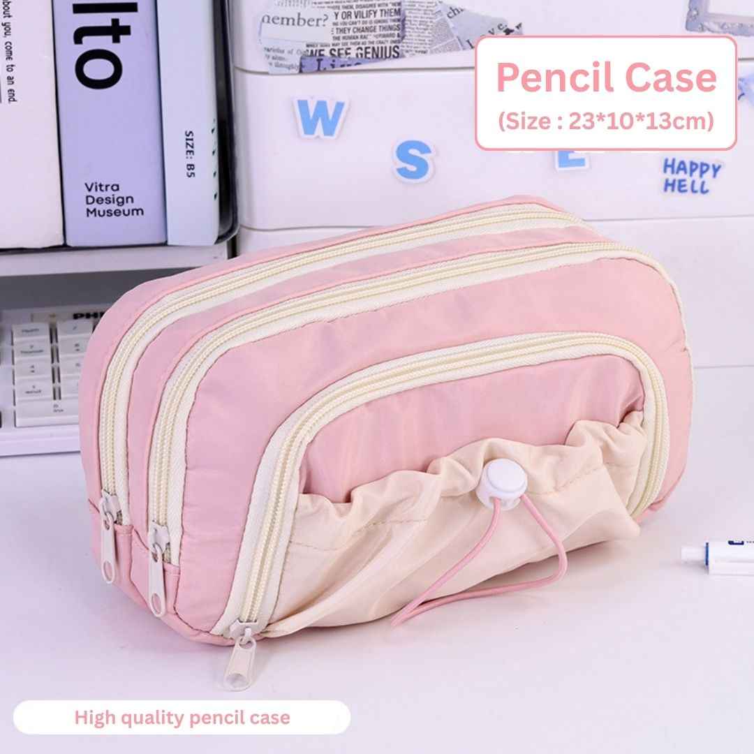 Pencil Case for School - Aesthetic Cute Stationery Box in Pink for Girls and Boys, Organize Pens, Pencils, Makeup, and More