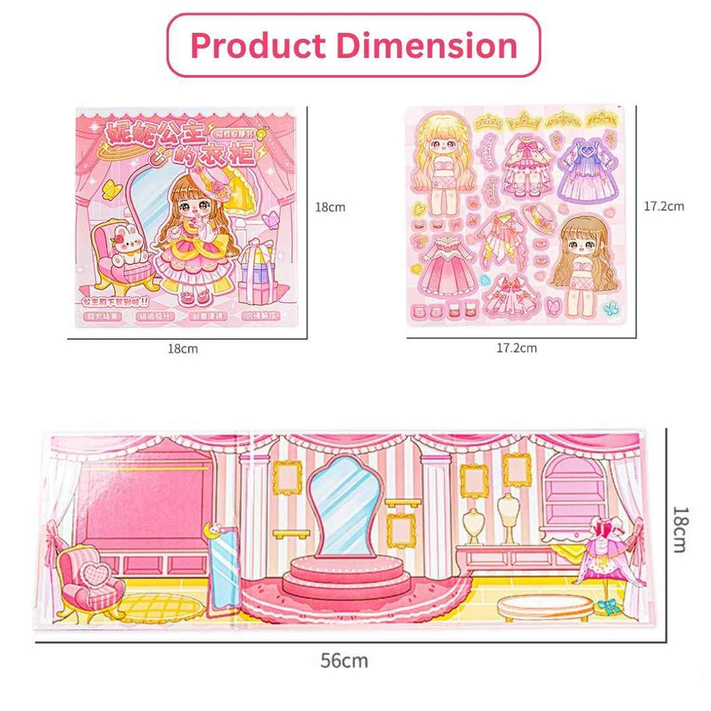 Princess Nini's Magnetic Wardrobe Reusable Magnetic Dress-Up Book for Girls with Cute Outfits, Accessory Stickers & Foldable Scene Room