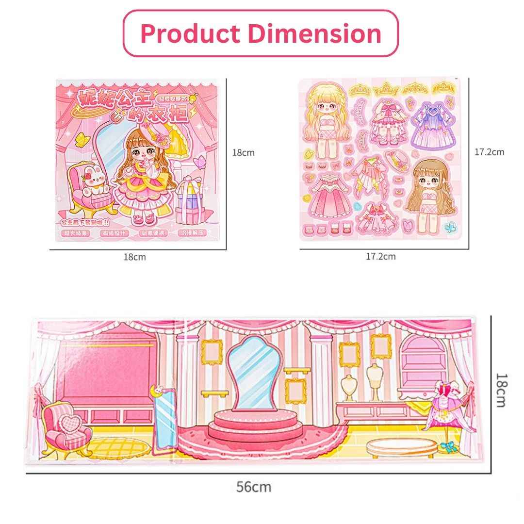 Princess Nini's Magnetic Wardrobe Reusable Magnetic Dress-Up Book for Girls with Cute Outfits, Accessory Stickers & Foldable Scene Room