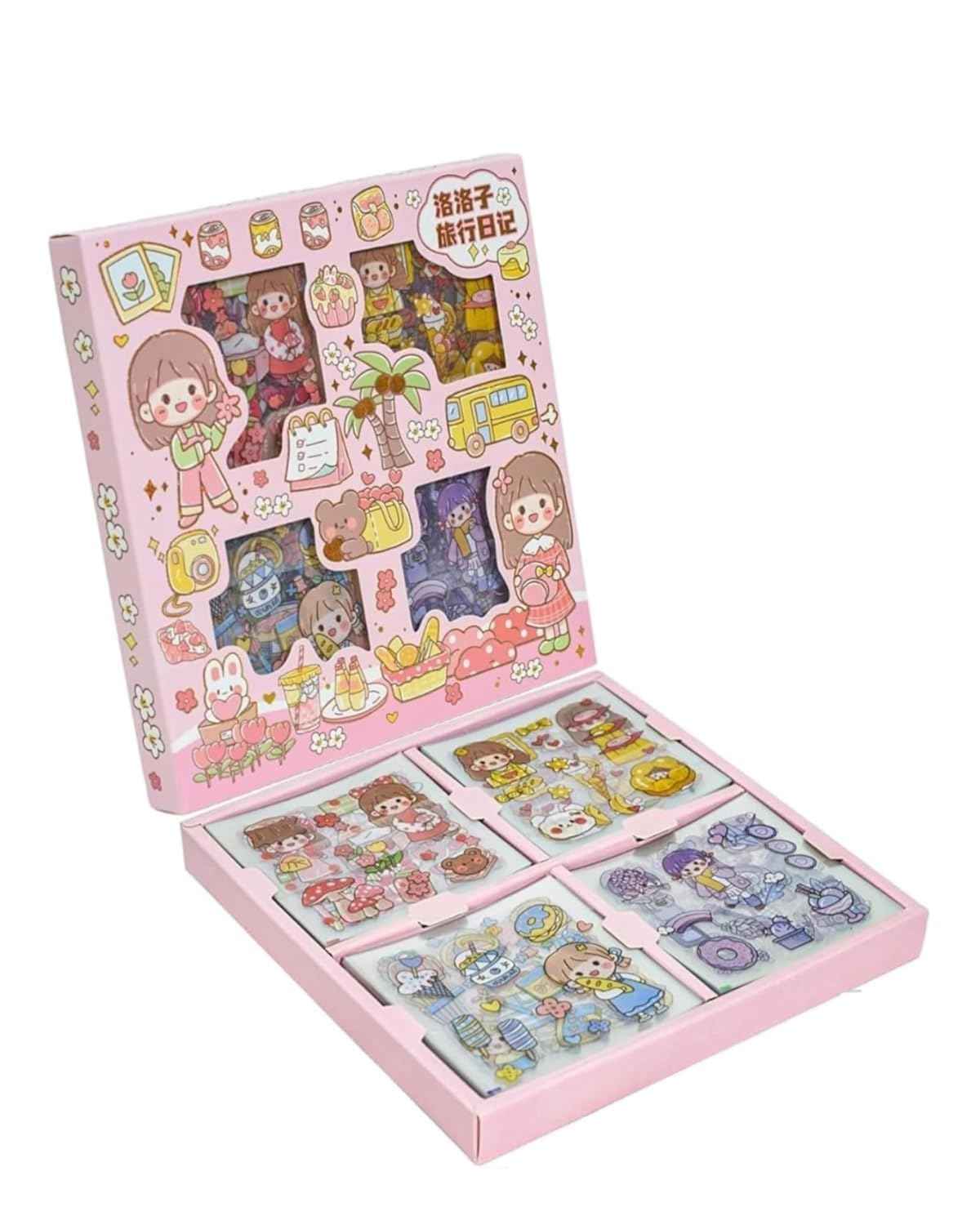 Kawaii Floor Stickers - 100 Sheets Cute Washi for Scrapbooking, DIY Arts Crafts, and Projects - Assorted Japanese Style Girls Stickers - 18 x 18 x 2 cms, PVC
