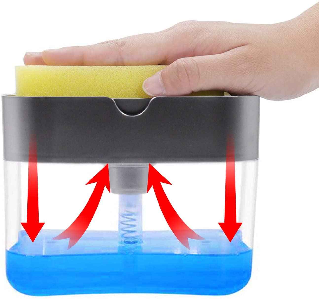 Dish Soap Dispenser with Sponge Holder for Kitchen Sink