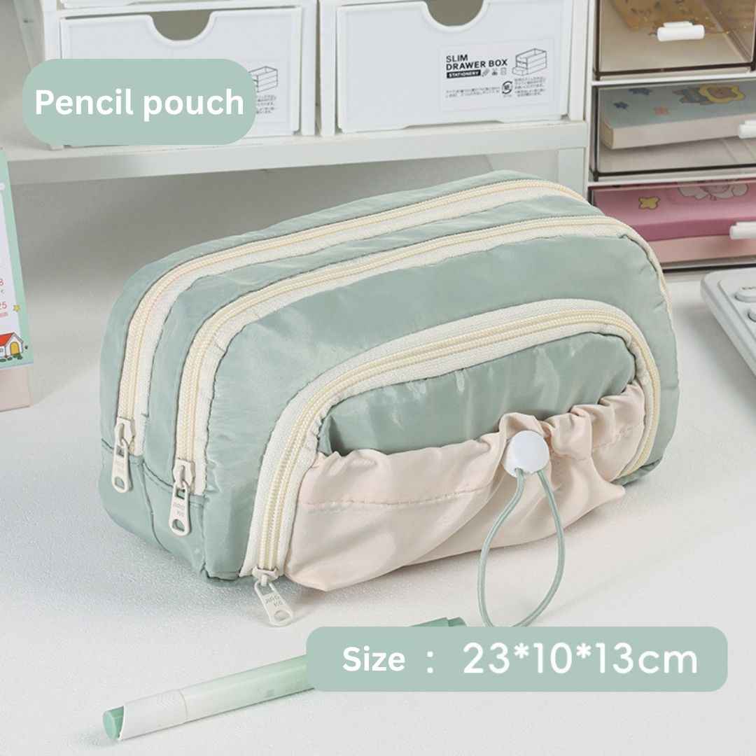Pencil Case for School - Aesthetic Cute Pen Pencil Pouch for Girls, Boys, Makeup and Office Organization (Green)