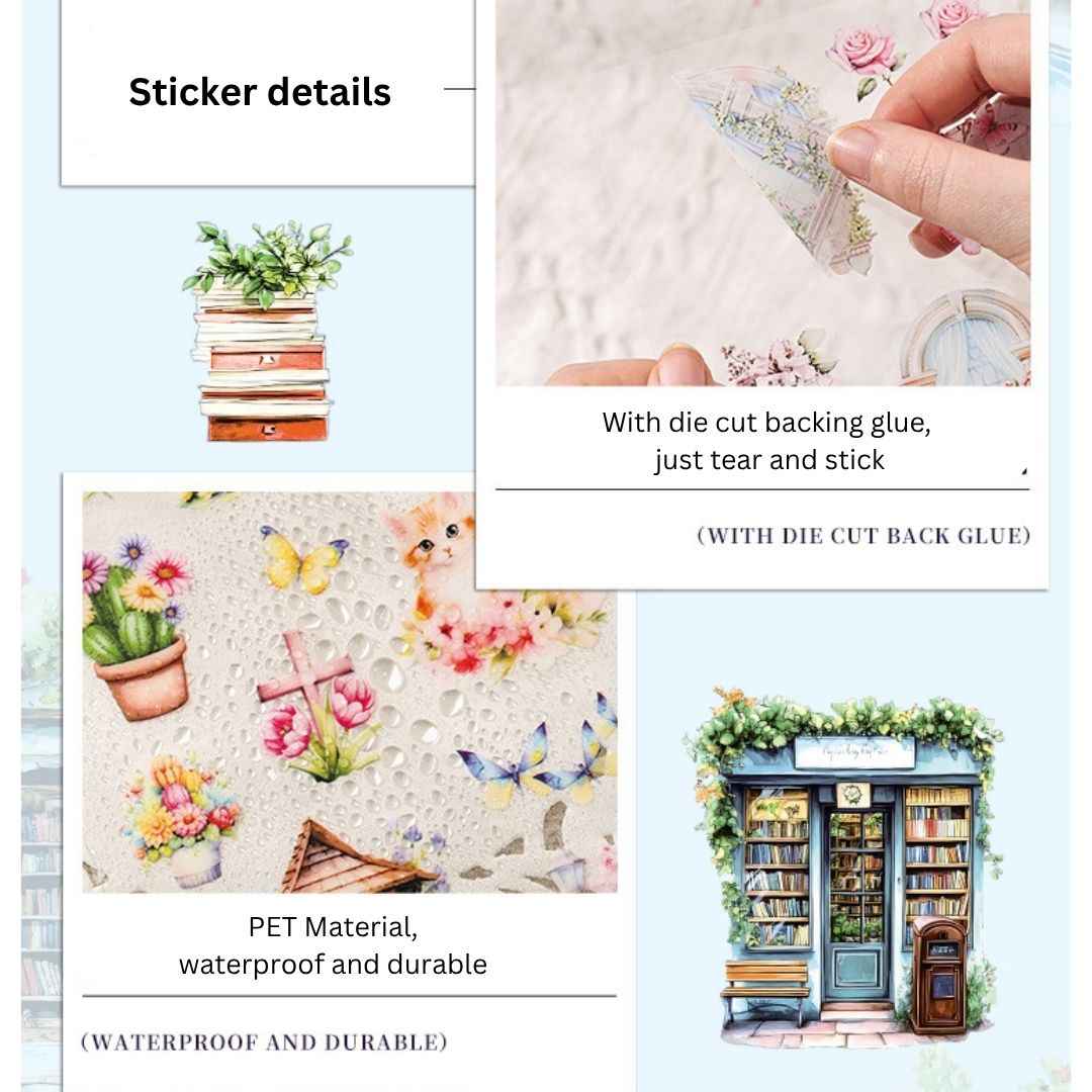 20 Sheets Aesthetic Landscape Stickers | Waterproof Journal, Scrapbook, and DIY Craft Stickers for Girls