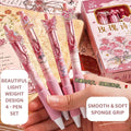 Rose Theme Gel Pen Set - Smooth Writing Pens with Floral Designs for Girls | Pack of 4 for School & Office Use