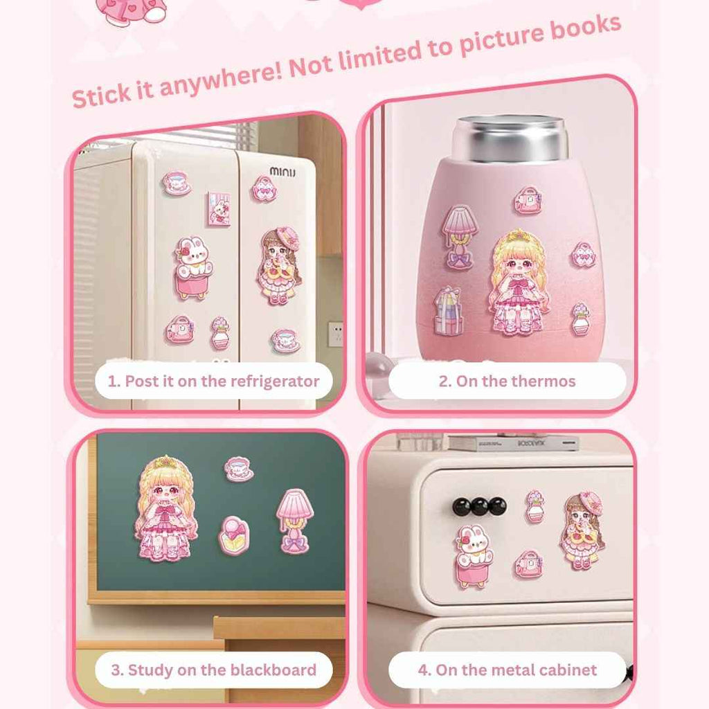 Princess Nini's Magnetic Wardrobe Reusable Magnetic Dress-Up Book for Girls with Cute Outfits, Accessory Stickers & Foldable Scene Room