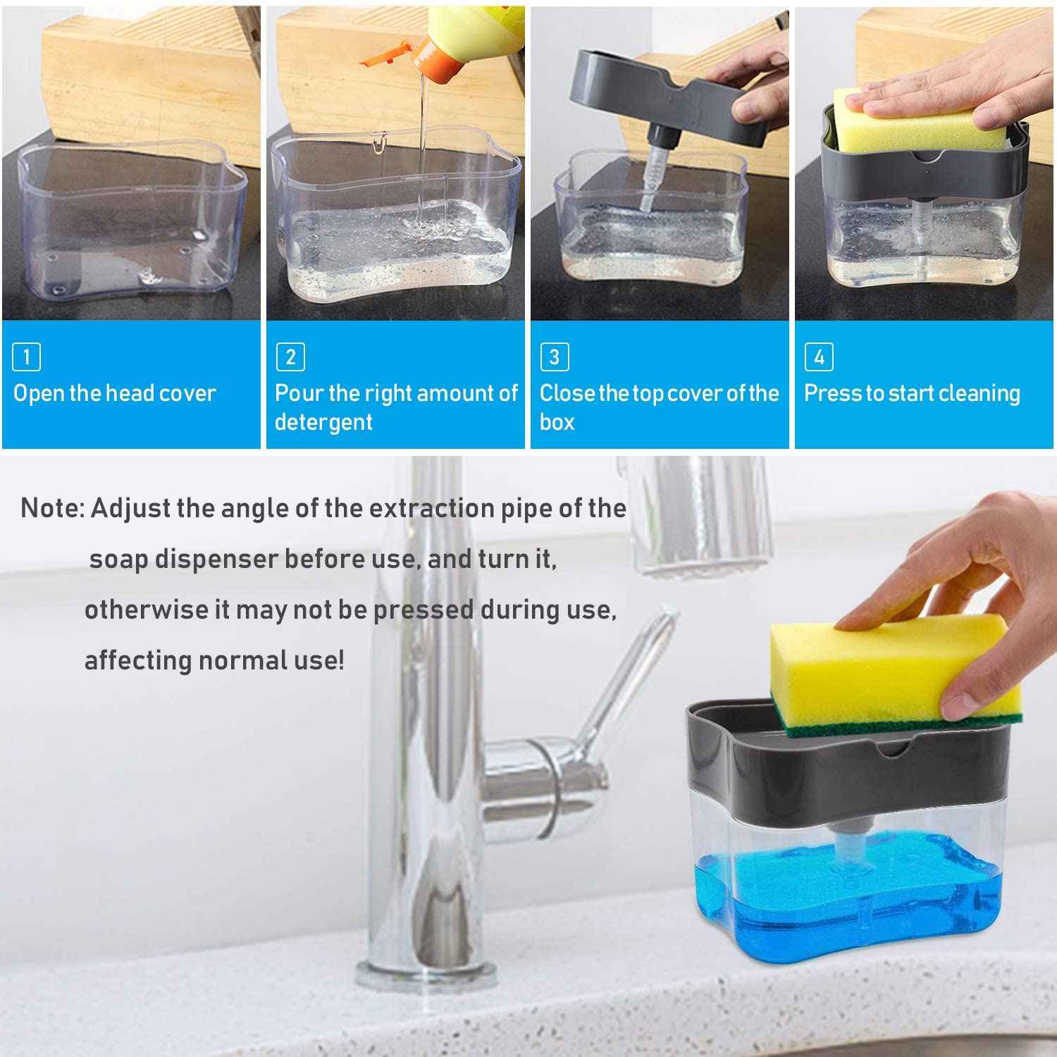 Dish Soap Dispenser with Sponge Holder for Kitchen Sink
