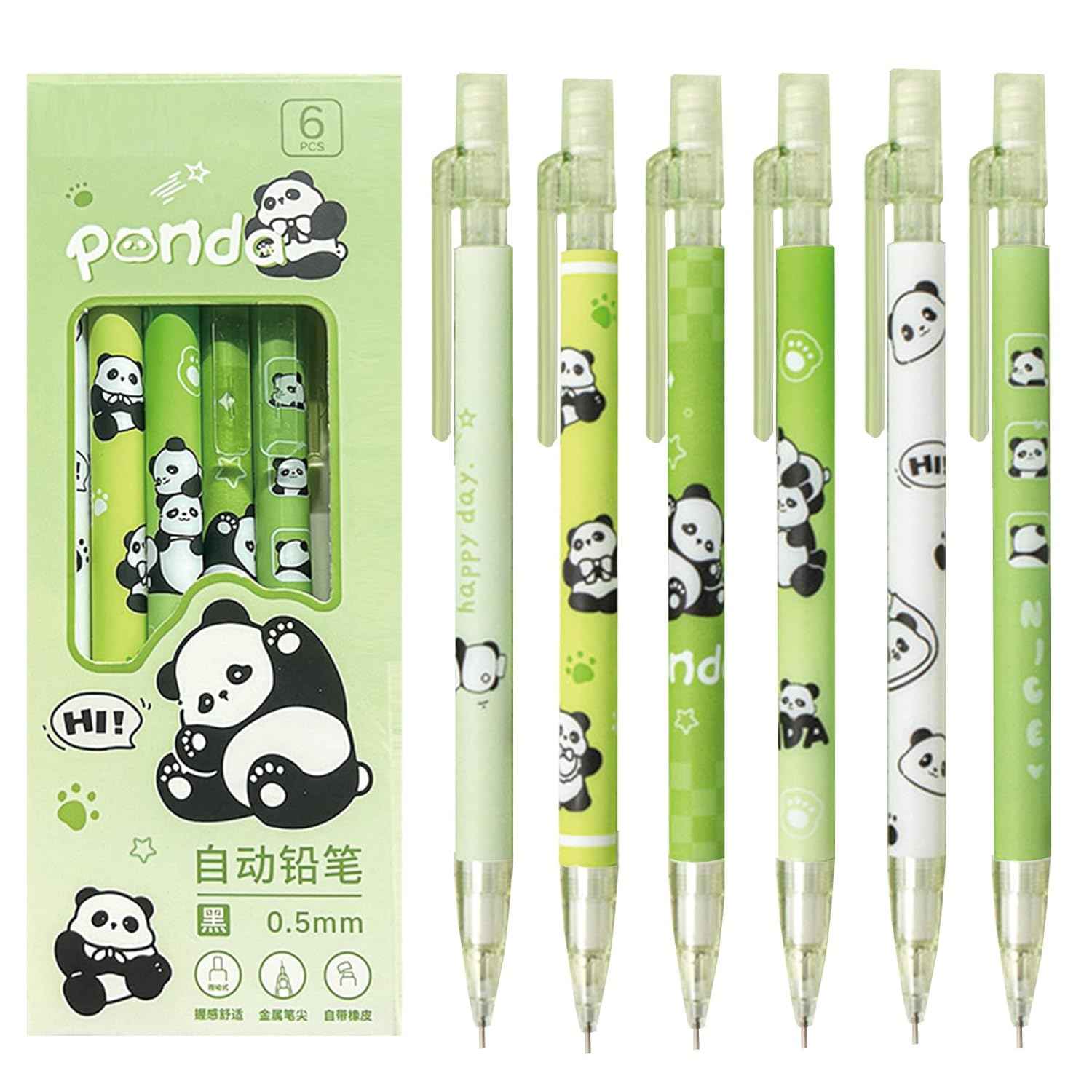 12 Pcs Panda Erasable Gel Pens - 0.5mm Fine Tip, Cute Design, Smooth Blue Ink for Kids, Students, Gifting Women, Girls, Boys, Office & School Supplies