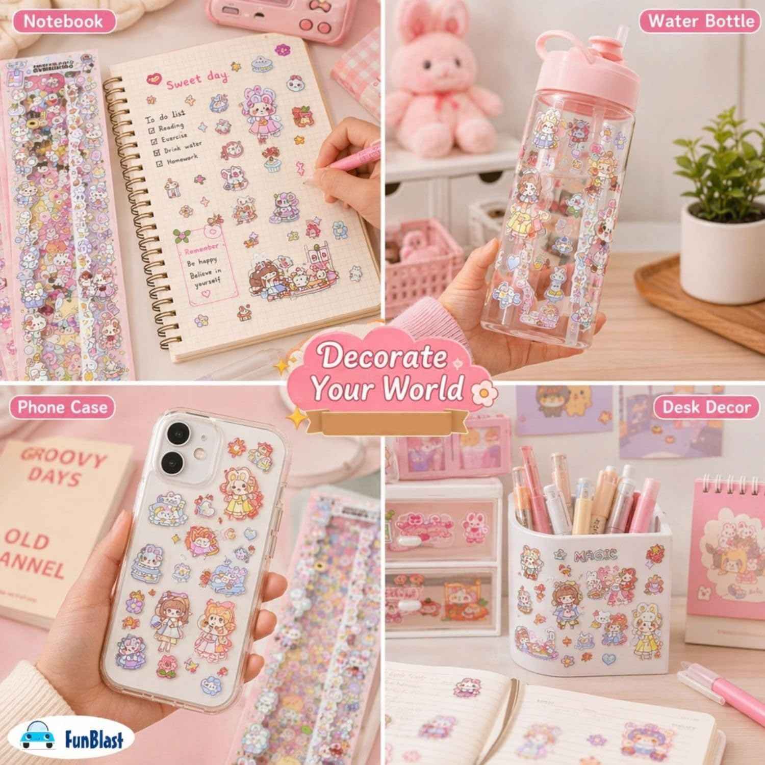 Kawaii Sticker Sheet of 20 Cute Designs for Scrapbooking and Crafting