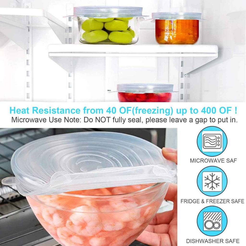 Reusable Premium Silicone Stretch and Seal Lids 6PCS for Effortless Food Storage