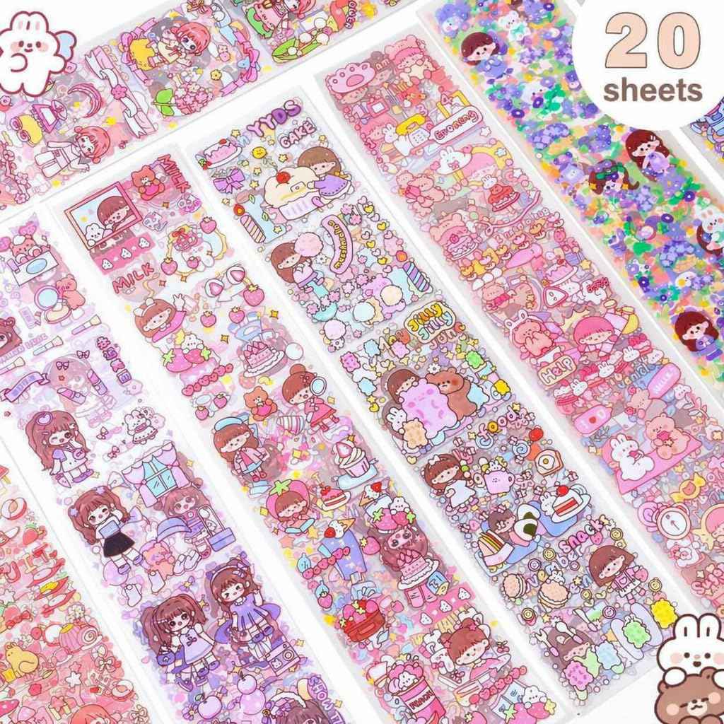 Kawaii Sticker Sheet of 20 Cute Designs for Scrapbooking and Crafting