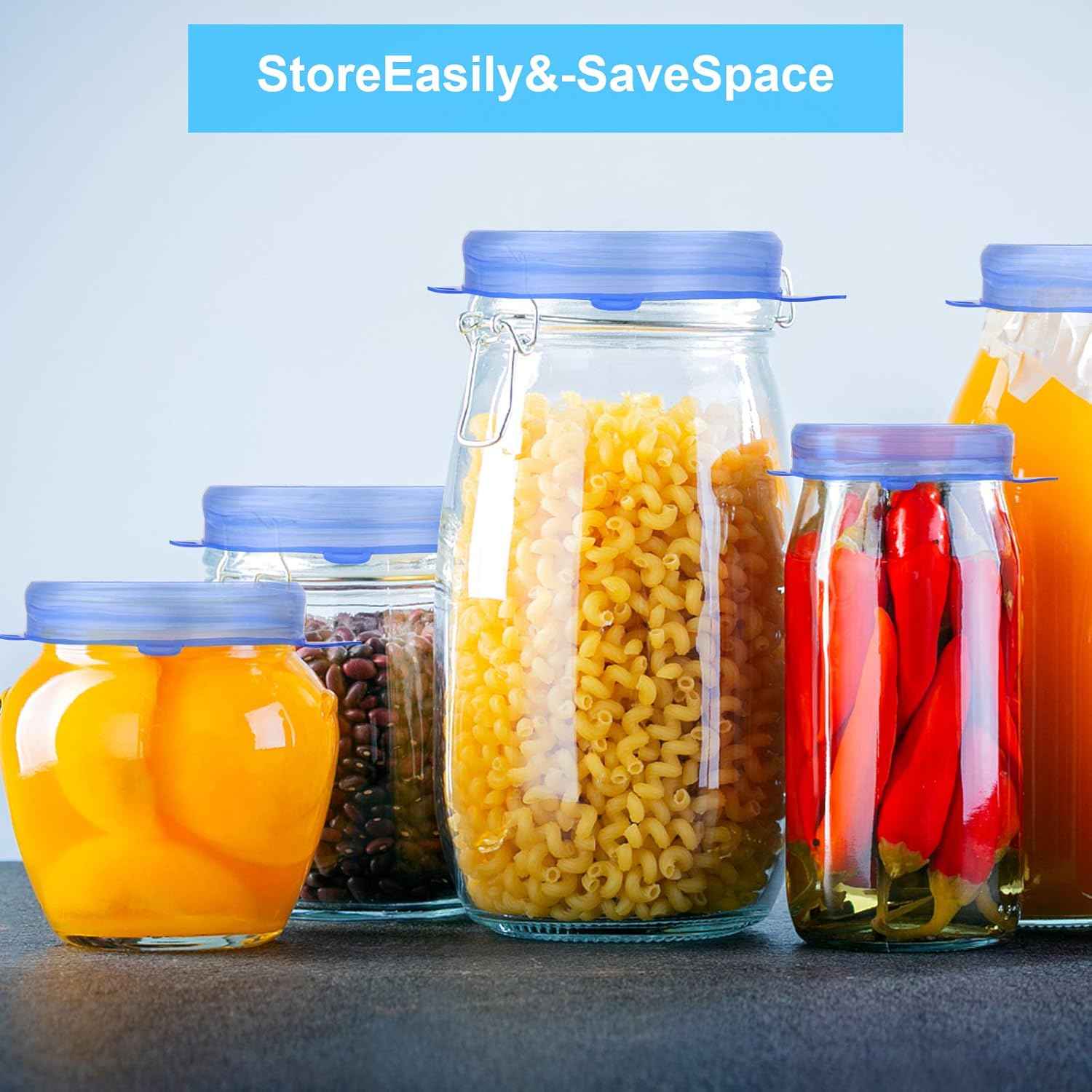 Reusable Premium Silicone Stretch and Seal Lids 6PCS for Effortless Food Storage
