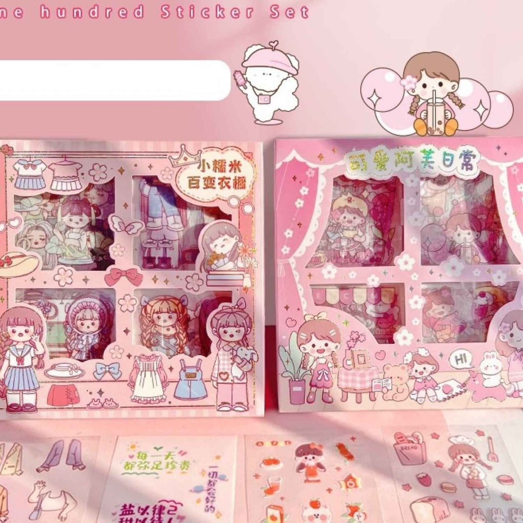 Kawaii Floor Stickers - 100 Sheets Cute Washi for Scrapbooking, DIY Arts Crafts, and Projects - Assorted Japanese Style Girls Stickers - 18 x 18 x 2 cms, PVC