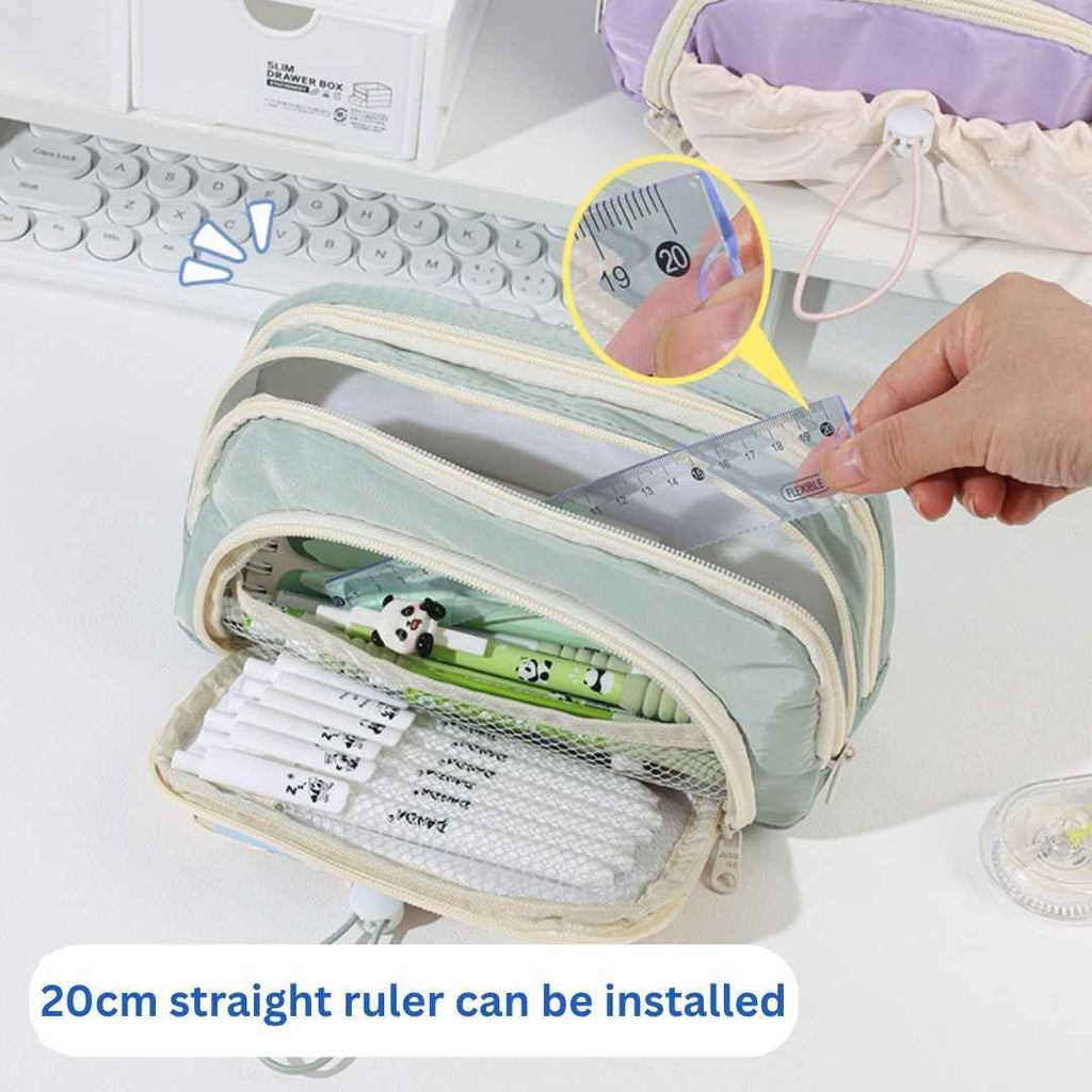 Pencil Case for School - Aesthetic Cute Pen Pencil Pouch for Girls, Boys, Makeup and Office Organization (Green)