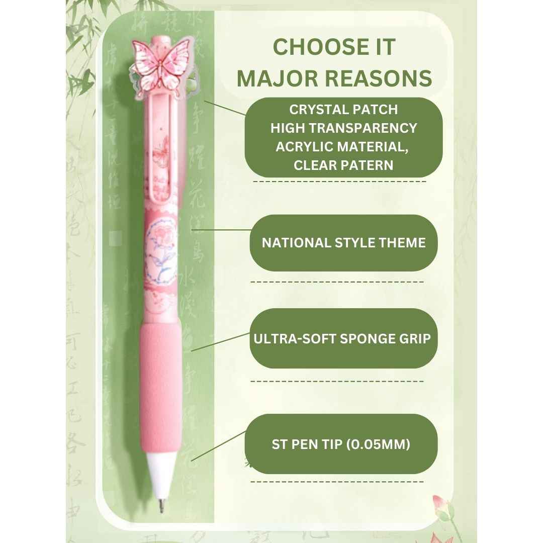 Rose Theme Gel Pen Set - Smooth Writing Pens with Floral Designs for Girls | Pack of 4 for School & Office Use