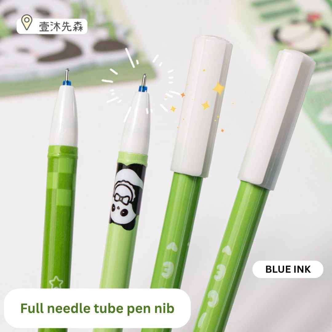 12 Pcs Panda Erasable Gel Pens - 0.5mm Fine Tip, Cute Design, Smooth Blue Ink for Kids, Students, Gifting Women, Girls, Boys, Office & School Supplies