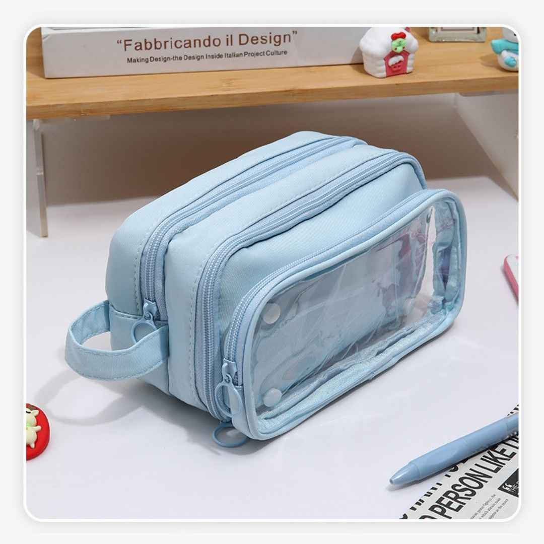 Pencil Box Pouch for School Kids | Aesthetic Multi-Purpose Pencil Case for Boys & Girls | Portable Stationery Organizer for Pens, Markers & Beauty Essentials | Perfect Office Desk Storage