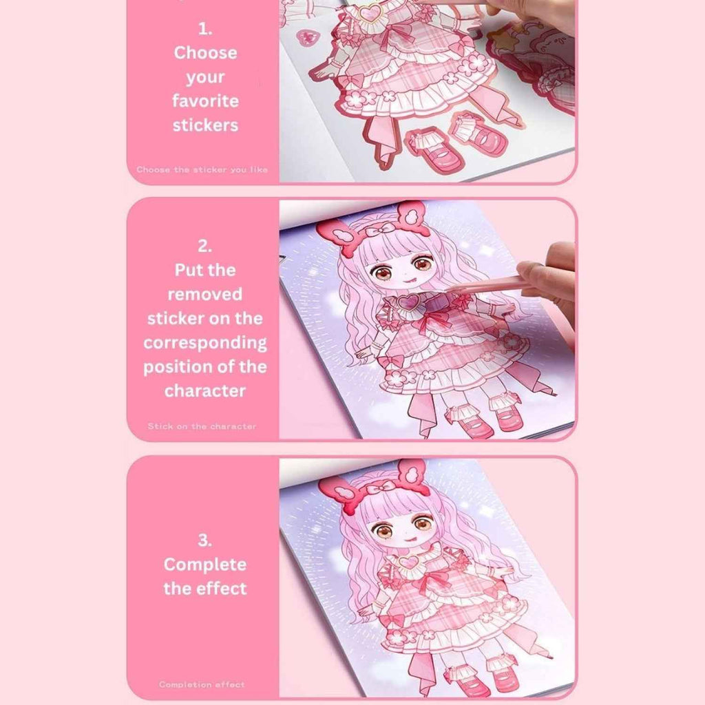 Cute Cartoon Princess Dress-Up Stickers | Change Makeup & Outfit Stickers for Kids (Pack of 6)