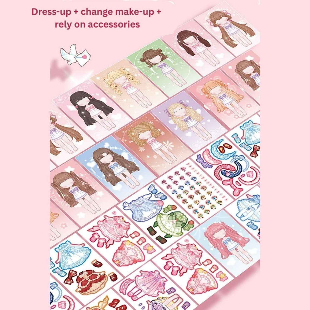 Cute Cartoon Princess Dress-Up Stickers | Change Makeup & Outfit Stickers for Kids (Pack of 6)