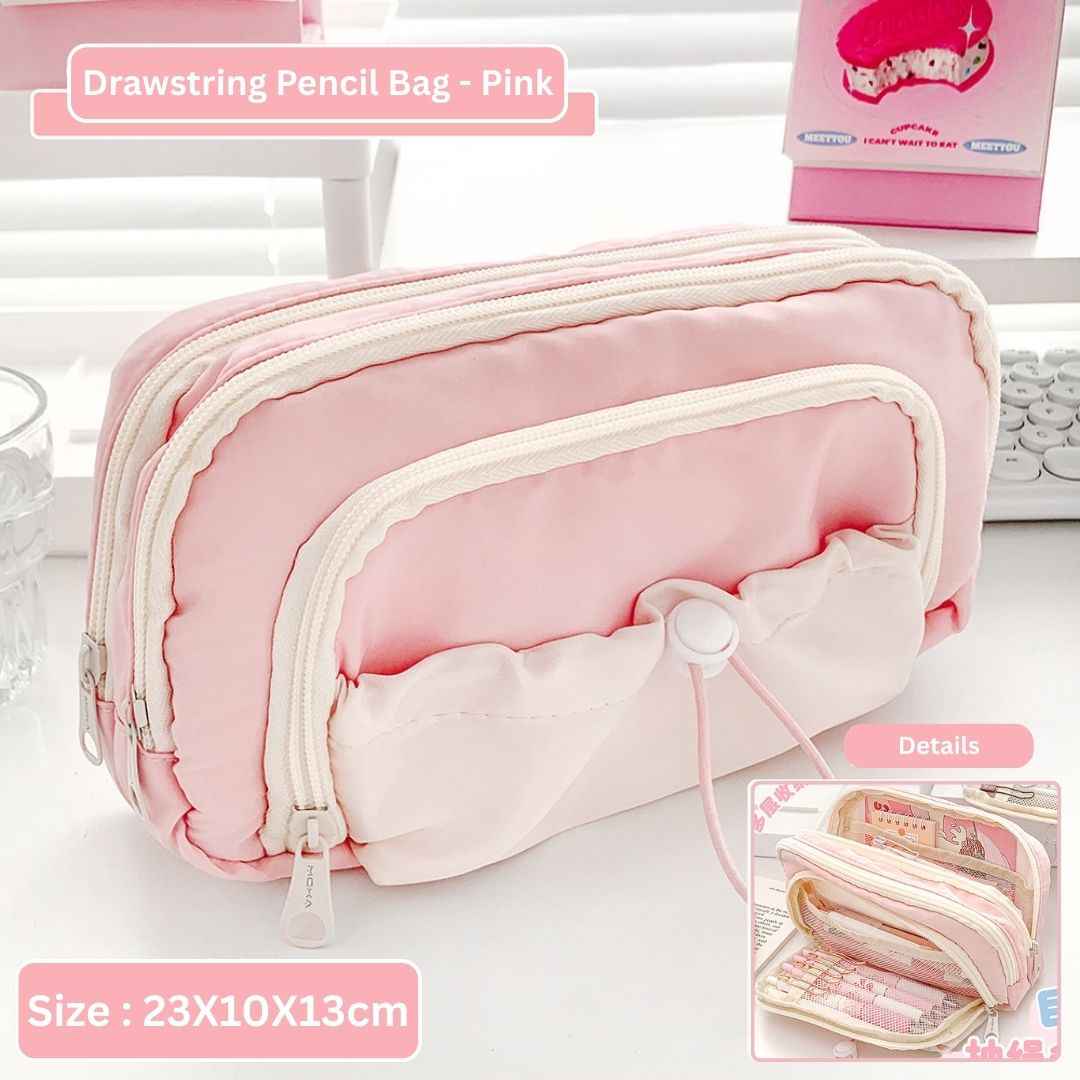 Pencil Case for School - Aesthetic Cute Stationery Box in Pink for Girls and Boys, Organize Pens, Pencils, Makeup, and More