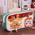 Apple Red Pencil Pouch - Large Capacity Multi-Compartment Zipper Case with Front Pocket & Elastic Organizer for Girls