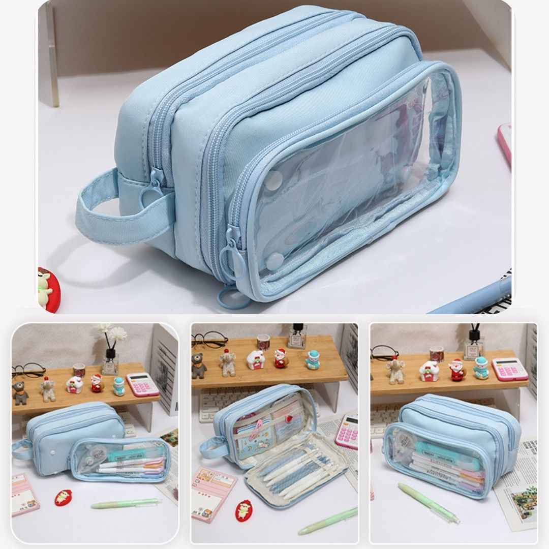 Pencil Box Pouch for School Kids | Aesthetic Multi-Purpose Pencil Case for Boys & Girls | Portable Stationery Organizer for Pens, Markers & Beauty Essentials | Perfect Office Desk Storage