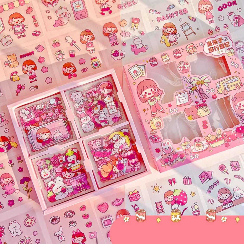 Kawaii Floor Stickers - 100 Sheets Cute Washi for Scrapbooking, DIY Arts Crafts, and Projects - Assorted Japanese Style Girls Stickers - 18 x 18 x 2 cms, PVC